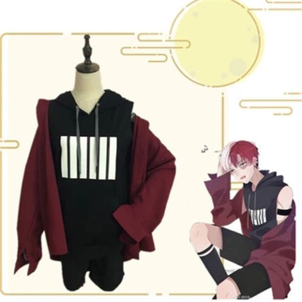 

my boku no hero academia todoroki s cosplay costume full set street snap, Black;red