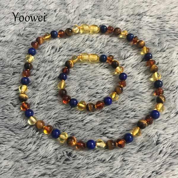 

yoowei natural amber necklace for baby mama gifts genuine gemstone women jewelry baltic amber necklace bracelet wholesale, Silver