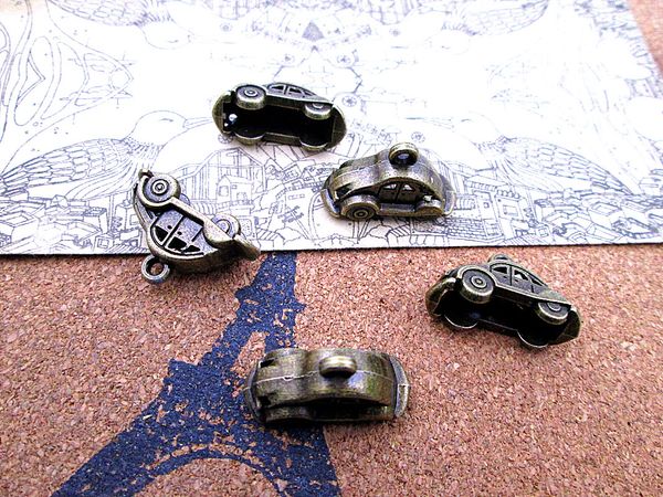 

36pcs-- 13mm x 10mm x 23mm antique bronze 3d car charm pendants, Bronze;silver