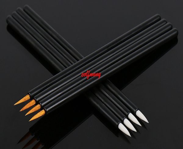

fast shipping 20 sets wholesale black handle golden brush fiber disposable liquid eye liner brush cosmetic makeup tools