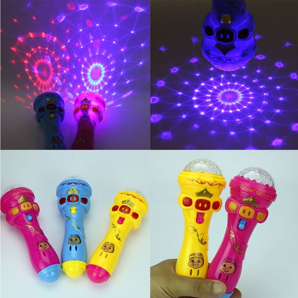 Acheter Led Clignotant Karaoké Chant Microphone Cochon Jouet Ciel étoiles Projection Ball Lumière Enfants Bâton Magique Drôle Cadeau Pour Enfants De