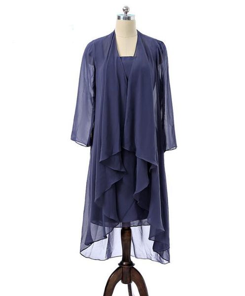 

real p short navy mother of the bride dress with jacket cap sleeve knee length chiffon women formal gowns custom size, Black;red