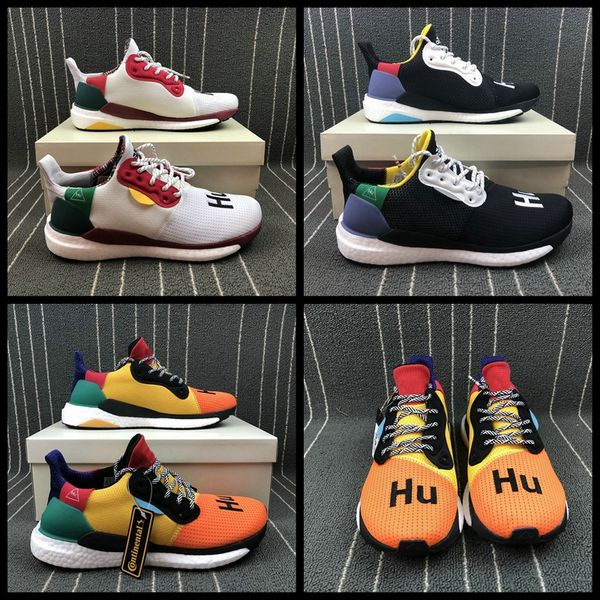 

2018 pharell williams human race solar hu glide st multicolor running shoes for men women racer run designer sport sneakers size 36-45, White;red