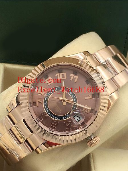 

3 style sell fashion watches 42 mm 326935 326938 326933 sky dweller 18k rose gold asian 2813 automatic mechanical men's wristwatches, Slivery;brown