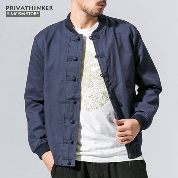 

sinicism store 5xl 100%cotton bomber jacket men windbreaker 2017 autumn male chinese traditional style jacket coat size plus, Black;brown