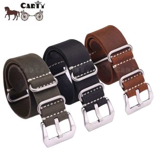 

20 22 24mm handmade men zulu leather g10 nato militaty watch strap band stainless steel buckle comfortable black brown green