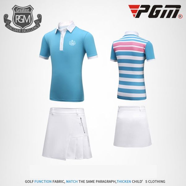 

children short sleeve training t-shirt +short skirt gilrs polo shirt suits summer tennis golf sportswear fit clothes set aa60485, Black;blue