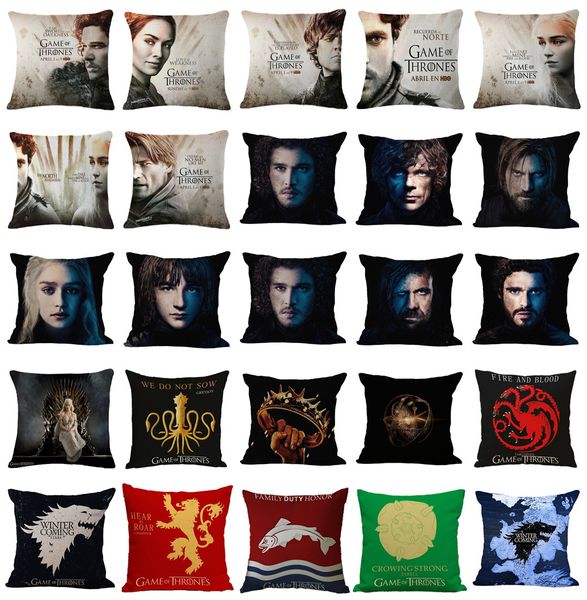 

45x45cm game of throne cu hion cover cotton linen chair bedroom eat decorative pillowca e quare pillow car cover