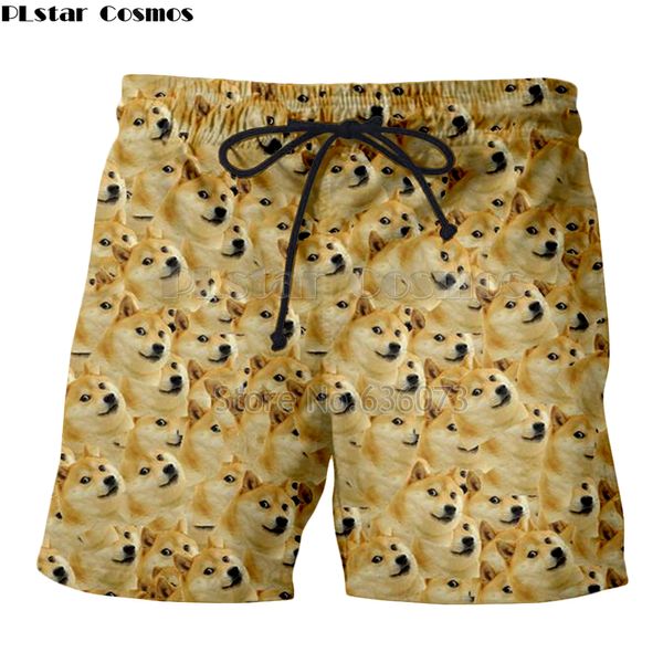 

plstar cosmos 2018 summer new style head doge shorts men women shorts animal god dog/shiba inu collage print 3d casual, White;black