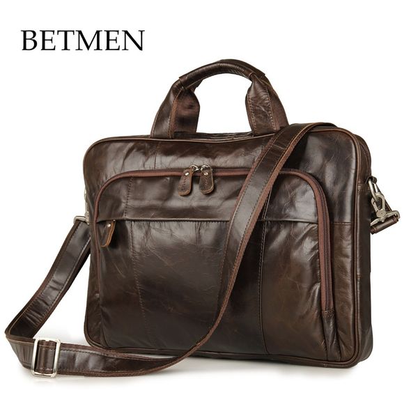 

betmen vintage handbag genuine leather bag brand men briefcase business casual lapbag