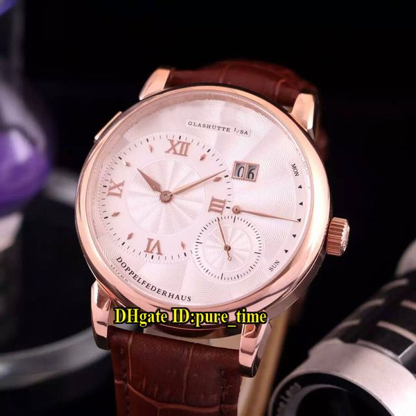 

новый гранд lange1 «20 лет» glashutte big date 101,064 whtie коммутируемого автоматическая мужские часы из розового золота кожаный ремешок ч, Slivery;brown