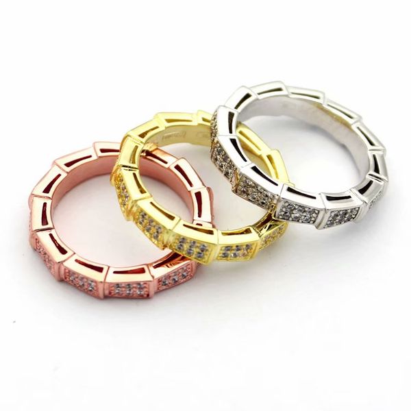 

titanium sport accessories cluster rings arrival lady 316 steel full white diamond wedding engagement snakelike ring 18k gold plated 3 color