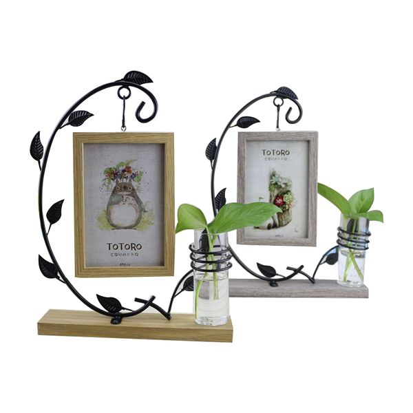 

zkaka style wood hanging p frame micro-landscape multifunction creative hydroponic bottls living room decor glass retro vase