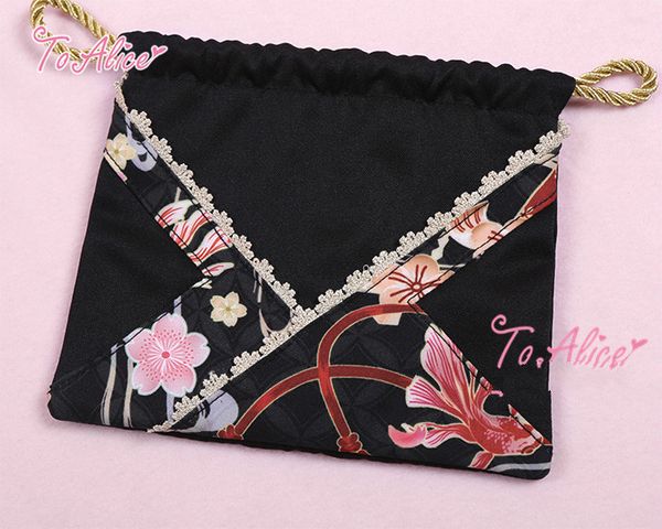 

princess sweet lolita to alice original flower head series printing stitching coin purse cotton fashion women purse bag208, Red;black