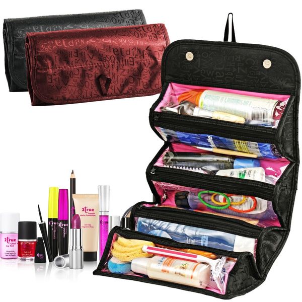 

2018 multifunctional portable women makeup bag storage organizer box beauty case travel pouch roll n go cosmetic bags