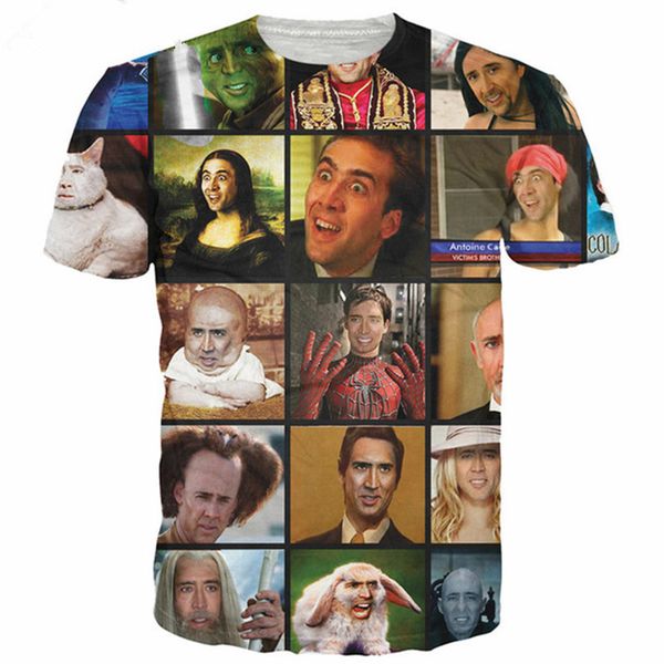

funny nicolas cage rage women men new fashion summer funny 3d print crewneck casual t shirt tee q150, White;black