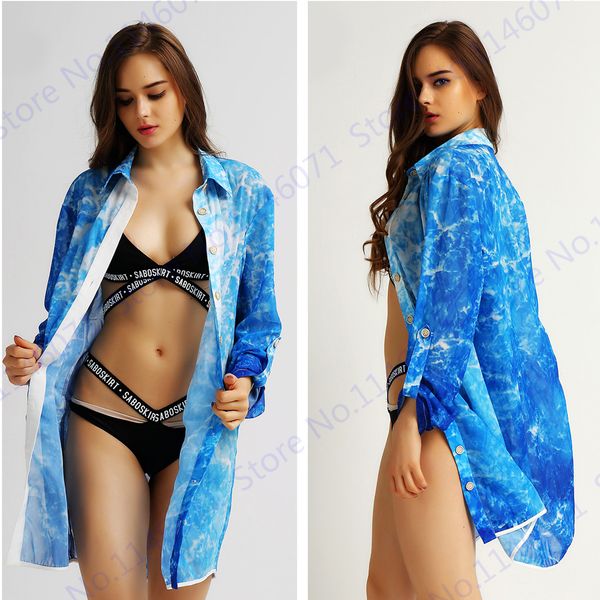 

wholesale-blue sea print women beach jacket sunscreen blouse anti-uv long shirts adjustable long sleeve coat sports running jackets, Black;red