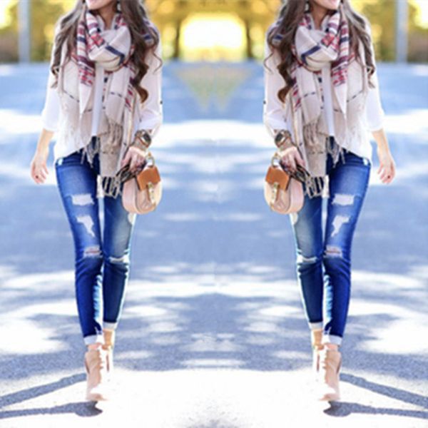 

new arrived european american style 2018 fashion elastic jeans women leggings ladies jeans pants all over the world, Blue