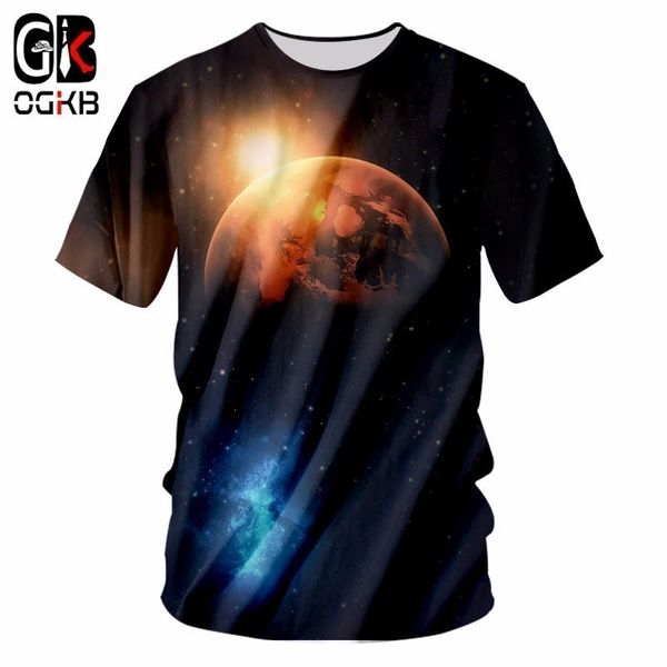 

ogkb new mens summer galaxy space print tshirt planet t shirts man o neck t-shirt 3d casual breathable plus-size tshirt unisex, White;black