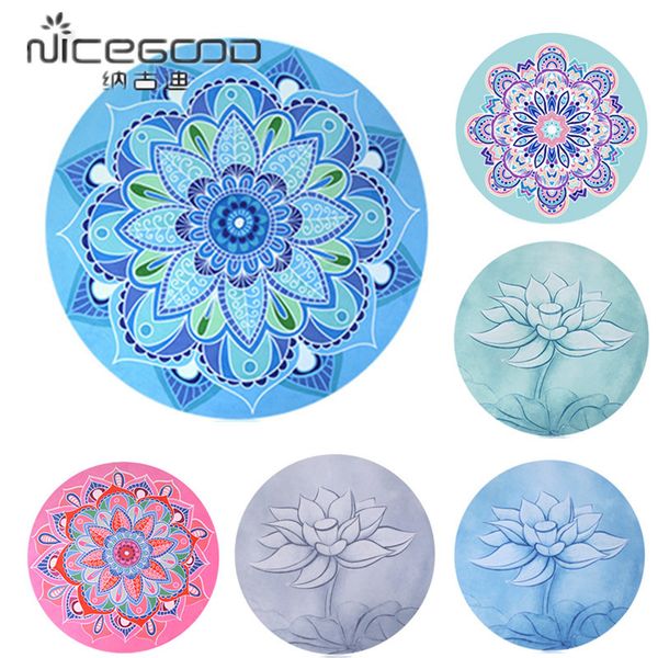 

little round meditation yoga mat printed 1mm sude natural rubber ultralight portable foldable yoga cushion with storage bag
