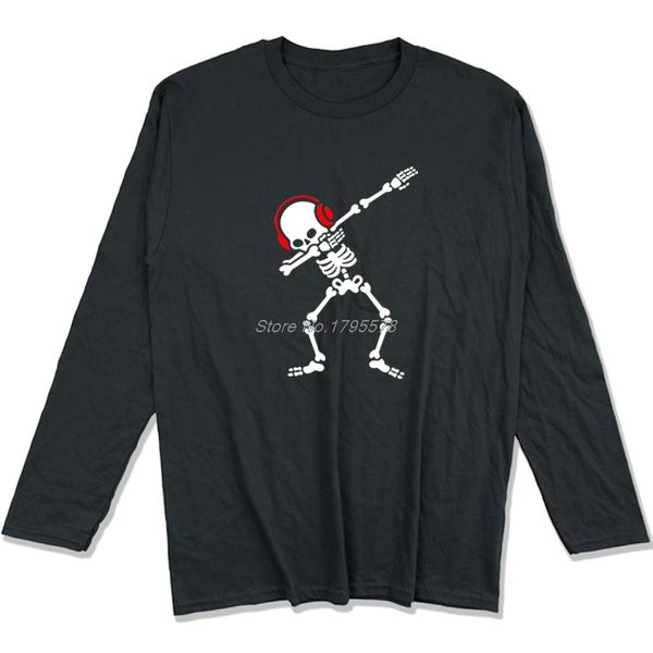 

men dabben headphones music t-shirt rock n roll shirt camiseta long sleeve heavy rock death metal retro tees hip hop, White;black