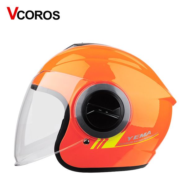 Vcoros Vintage Motorcycle Helmet Retro Sun Visor Racing Motorbike Helmet Yema 3 4 Open Face Cruiser Locomotive Helmets Classic Motorcycle Helmets