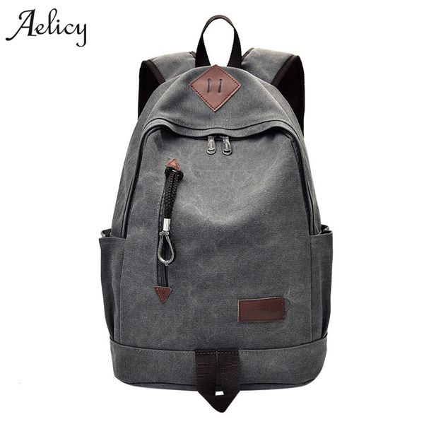 

aelicy 2018 new fashion men's backpack bag male canvas computer lapbackpack bag high school student college backpacks