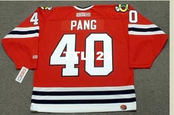 

mens #40 darren pang chicago blackhawks 1987 ccm retro hockey jersey or custom any name or number retro jersey, Black;red