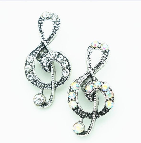 

10pcs 2018 clear crystal musical note snap jewelry crystal rhinestone flowers 18mm snap fit buttons handmade snap bracelet charms, Bronze;silver