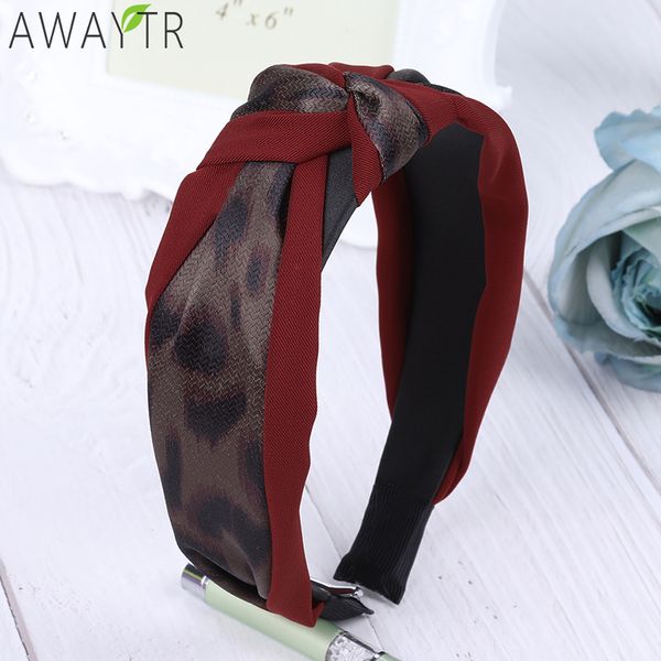 

awaytr fashion ladies stitching headbands knotted print headwear cotton solid print hair band for women hair accessories