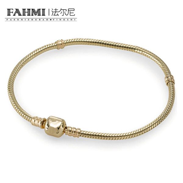 

fahmi original 100% 925 sterling silver 14k gold bracelet snake chain lady can adjust the fine jewelry gift party fashion 8037, Black