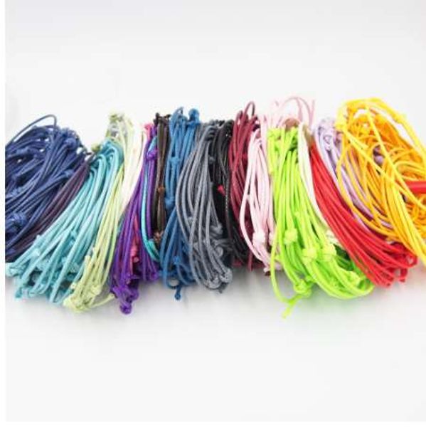 

more colors 50pcs korea waxed cord friendship bracelet adjustable jewelry findings accessories diy making material customize, Blue;slivery