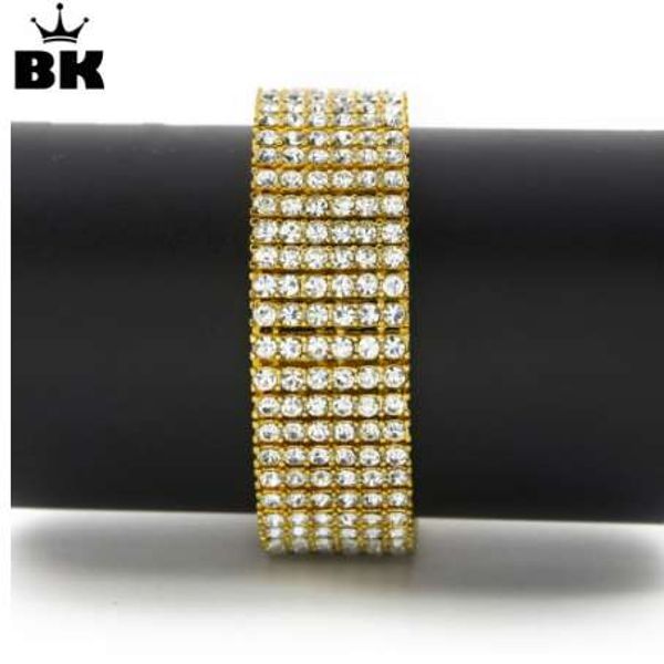 

gold silver black 6 row iced out crystal tennis hip hop bracelet