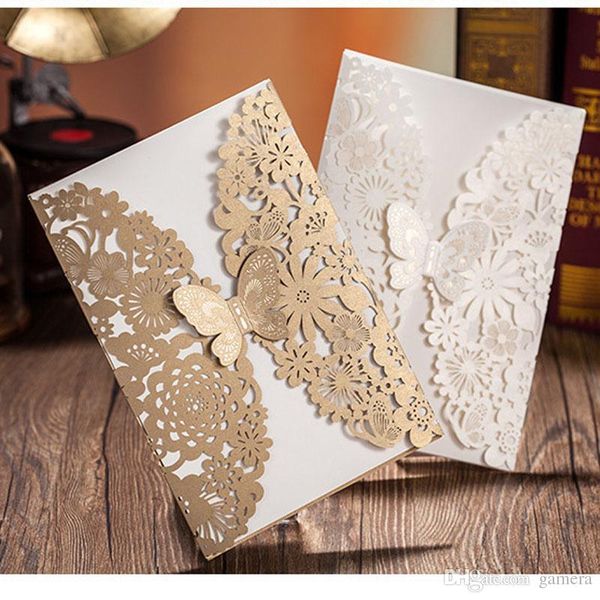 Wholesale Butterfly Design Laser Cut Lace Flowers Blank Greeting