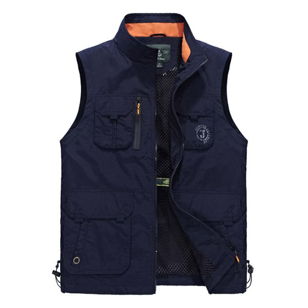 

sleeveless vest men summer breathable waistcoat fashion multipockets men vest waterproof pgrapher colete masculino, Black;white