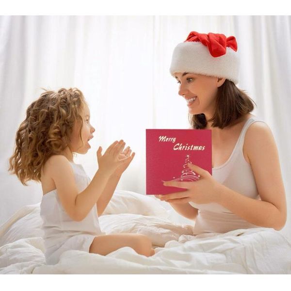 

merry christmas tree vintage 3d laser cut pop up paper handmade greeting cards christmas gifts souvenirs postcards
