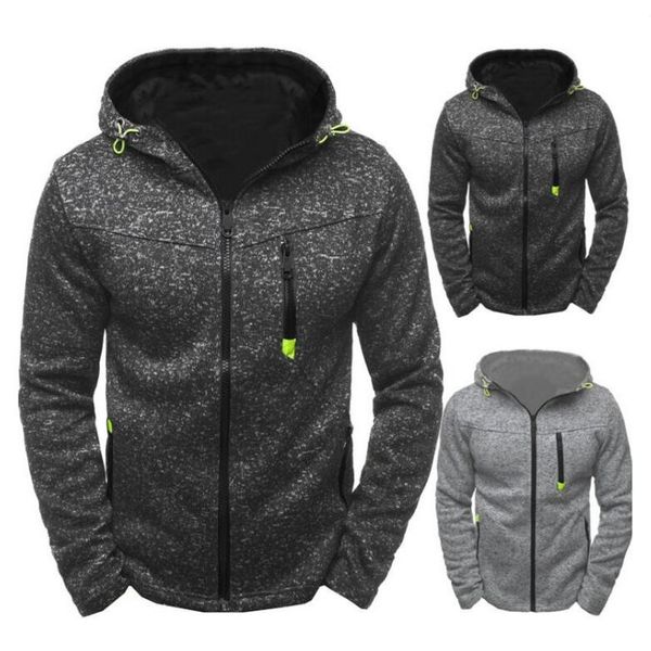 

men's cotton jackets casual slim long sleeve sweatshirt for spring autumn zipper pockets hoodies with cap and drawstring, Black