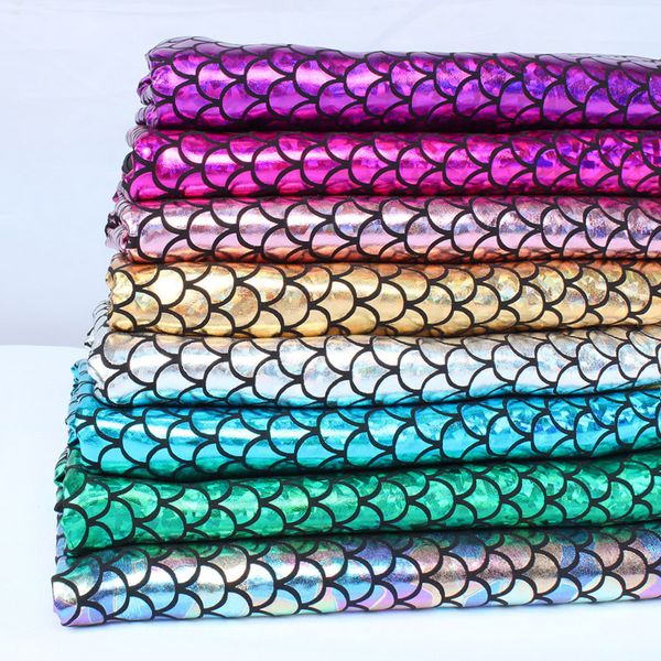 

fabric sparkly hologram spandex mermaid printed scale stretch dancer swimwear - 60" wide by the yard, Black;white