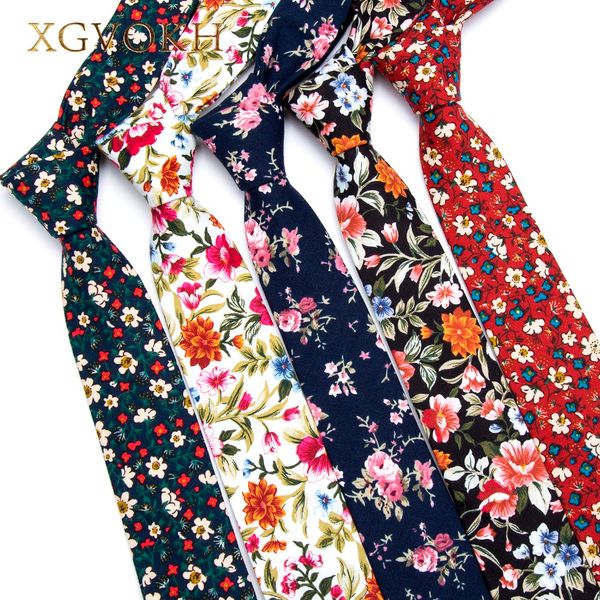 

xgvokh 100% cotton tie print necktie men fashion classical 6cm slim skinny ties flowers wedding party business necktie bowtie, Black;blue