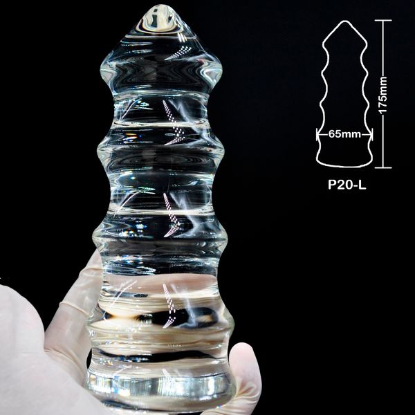 65mm riesiger Analdildo aus Pyrexglas, großer Analdildo, Kristall, künstlicher gefälschter Penis, Sexspielzeug für Erwachsene für Frauen, Männer, Homosexuelle Masturbation S1017