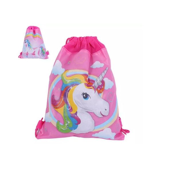 

3427 cm unicorn drawstring backpack girls princess kids girl boy theme party backpack candy bags school travel backpack