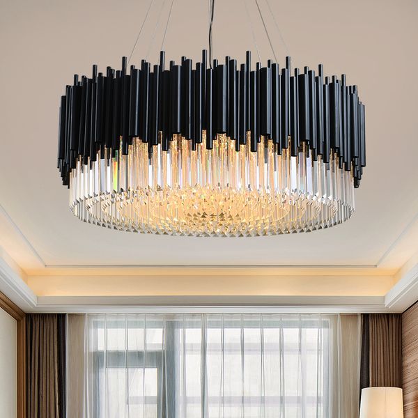 

New Luxurious modern LED crystal lights stainless steel simple atmospheric art Nordic light villa restaurant crystal lamp