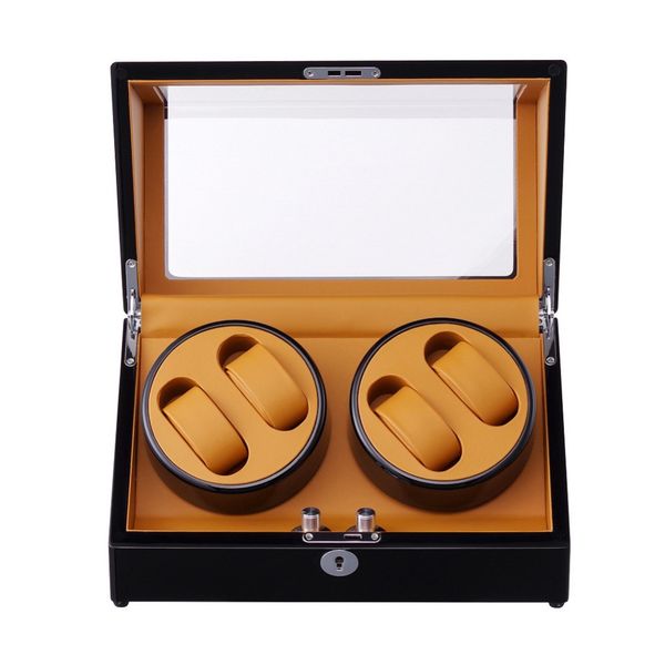 

new luxury 4+0 watch box automatic watch winder display collection storage case organizer boxes holder winders, Black;blue