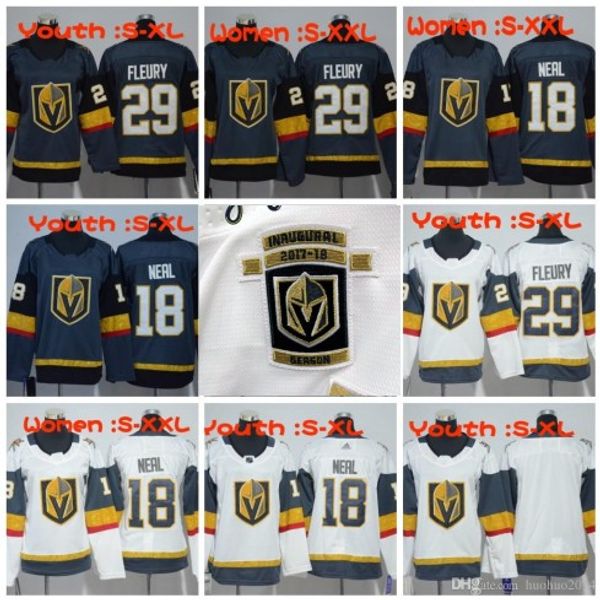 

18 James Neal Jersey 2017-2018 Inaugural Season patch Vegas Golden Knights 29 Marc-Andre Fleury Women Youth Blank Hockey Jerseys All Stiched