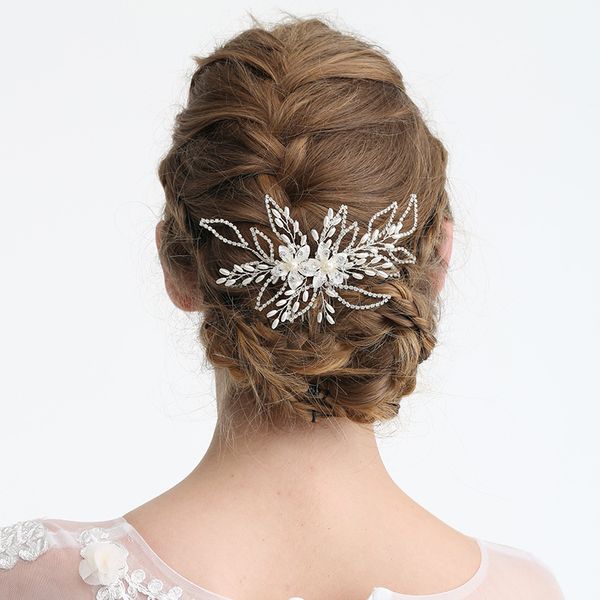 Silver Rhinestone Bridal Hair Comb Flower Headpiece Wedding Hair