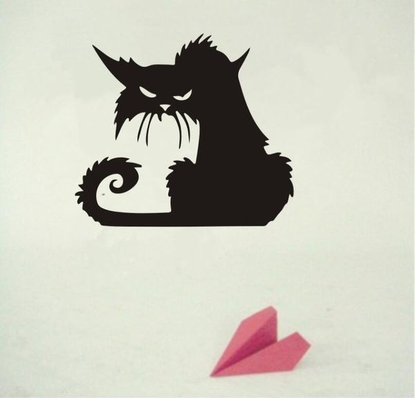 New Halloween Scary Spooky Black Cat Wall Glass Sticker Halloween Decoration Decals 2 Size Home Stickers Decorate Birthday Decoration Items Online