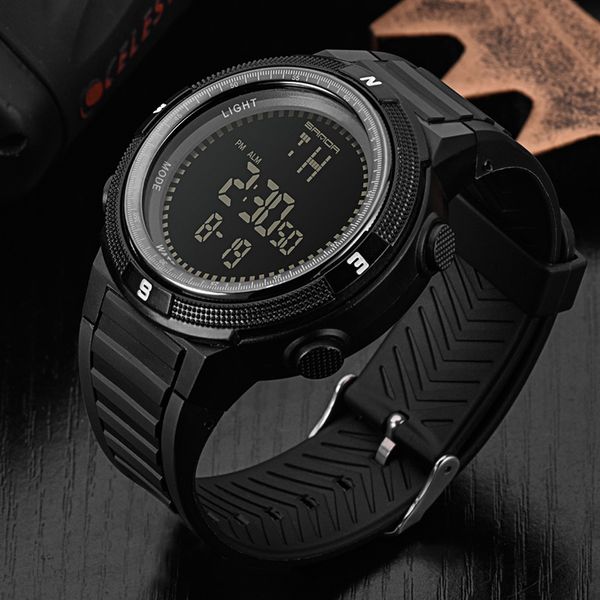 

sanda sport watch men electronic wristwatch led digital wrist watches for male clock relogio masculino, Slivery;brown
