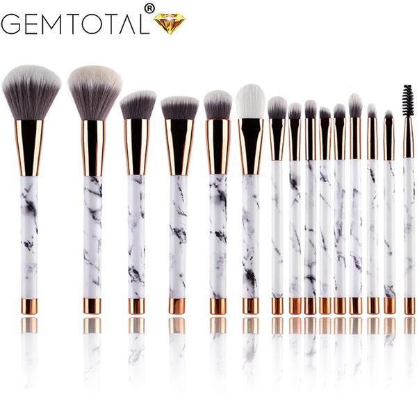 

marble make up brushes set professional 15pcs kits powder foundation brush concealer eye shadow lip blending make up brushes