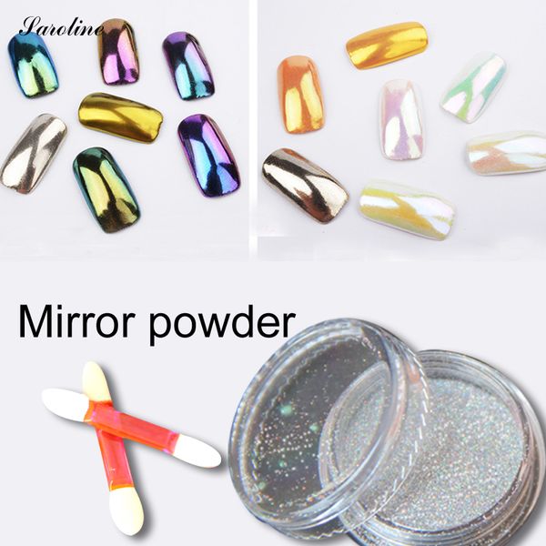

glitter metallic mirror effect holographic powder chrome powder sponge stick shining mirror bling pigment for nail art, Silver;gold