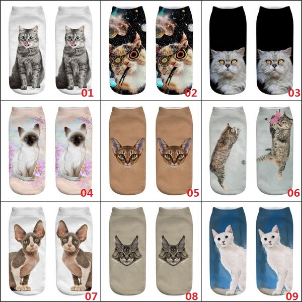 

fashion harajuku 3d print girl socks cute creative cat pattern funny socks girls graffiti low cut ankle socks, Pink;yellow